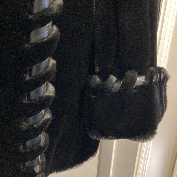 NWOT - Jones New York Ladies Black Hooded Faux Fur Woven Trim Coat - Sz M* - Picture 9 of 15